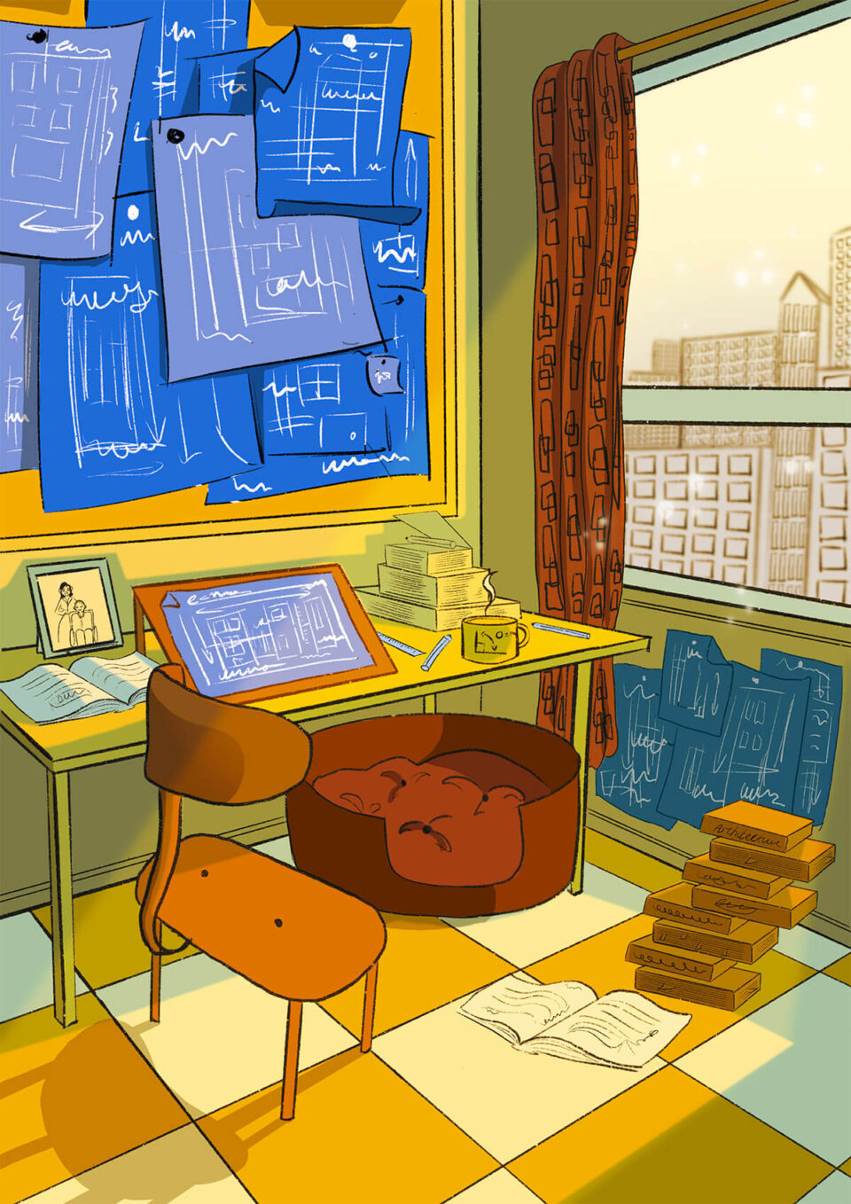 'Audrey's office' World Building by Emily Freya Illustration