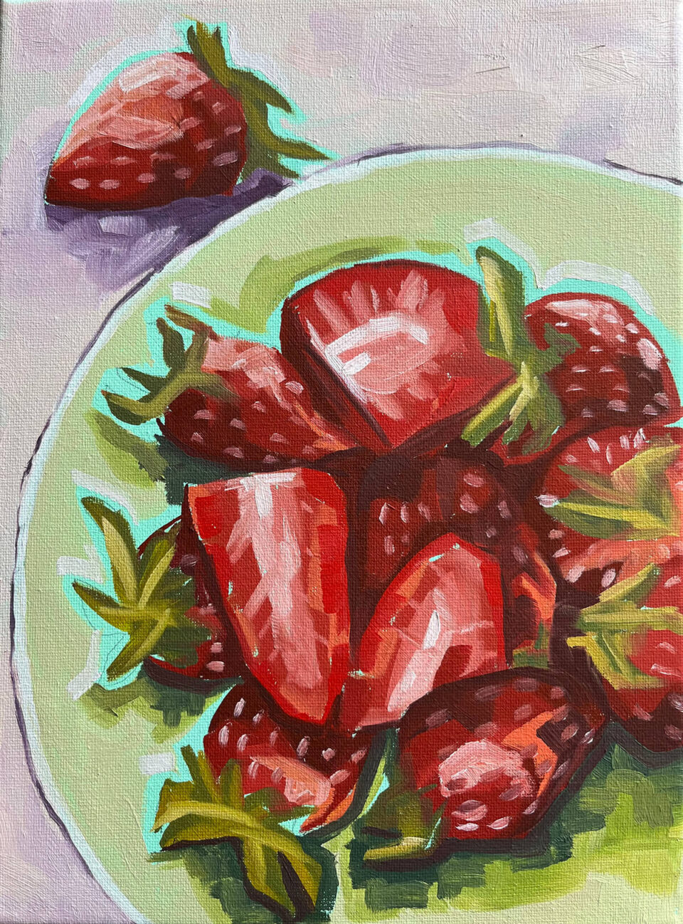 Strawberries oil painting by Emily Freya Illustration